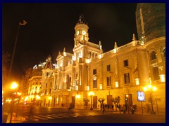 Valencia by night - City Hall, beautifully illuminated at night.